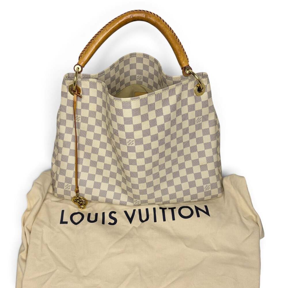 Louis Vuitton Artsy MM Damier Azur Hobo Shoulder Bag with Braided Top Handle COA